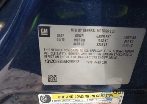 2010 Chevrolet Malibu Lt from USA, damaged, VIN 1G1ZC5EB5AF290863